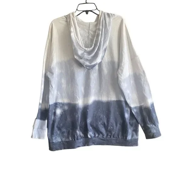 Long Sleeve Blue/White Tie Dye Hoodie. Size X-Large. - Picture 3 of 7